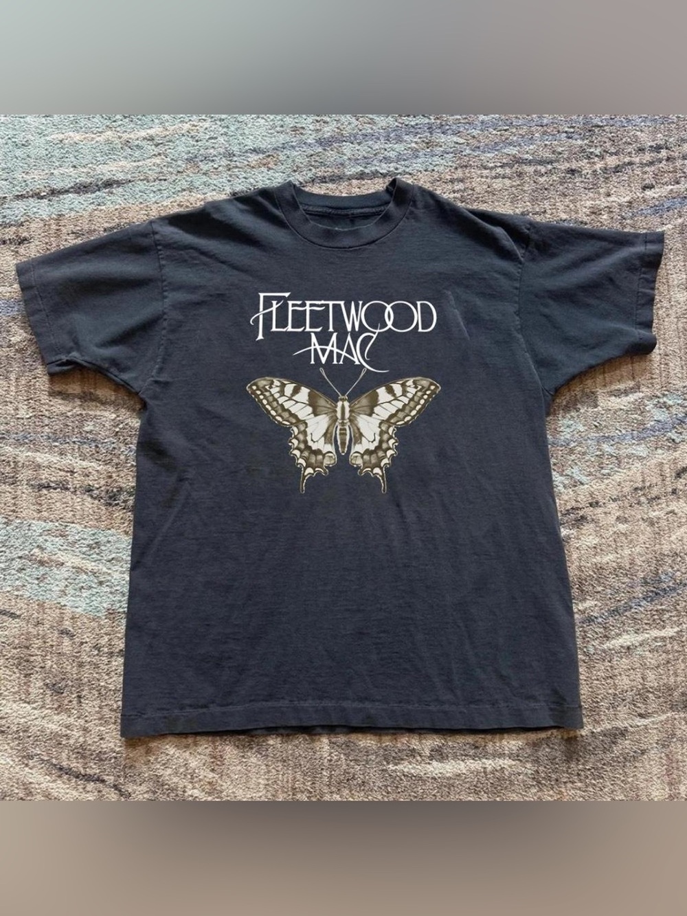 Black Short-Sleeve Graphic Tee with Butterfly Fleetwood Mac